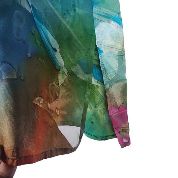 Caroline Rose Top Jacket Women Sz 1X Multicolor Silk Blend Floral Velvet Burnout - Picture 8 of 8